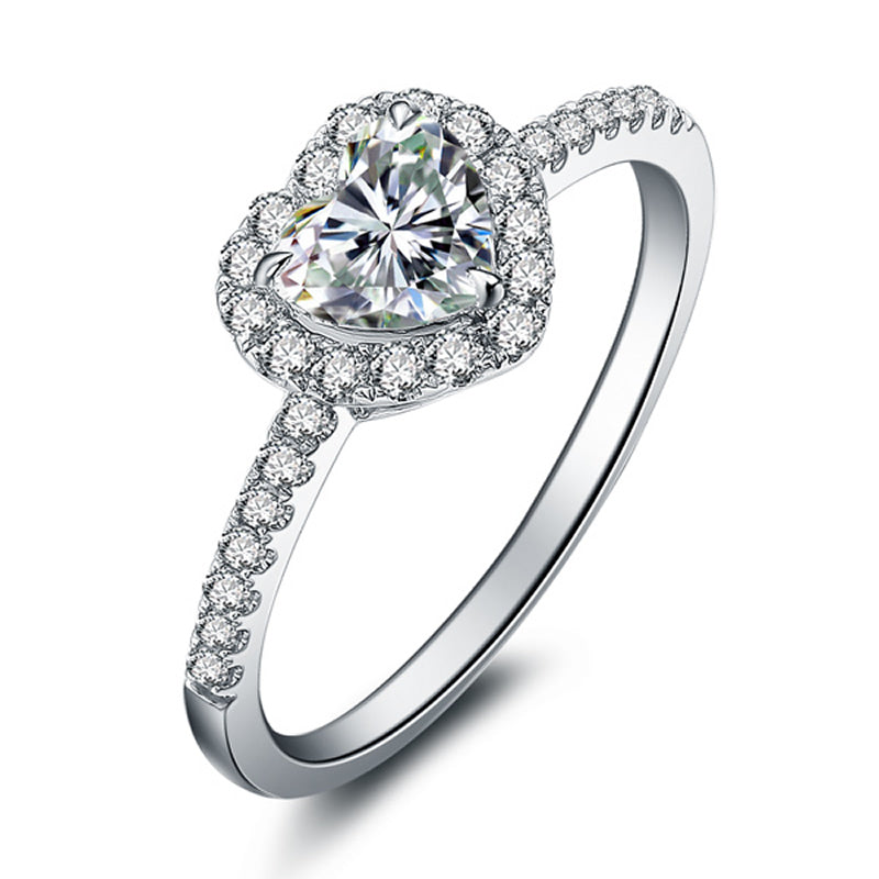 18K White Gold (AU750) 0.59 CT Heart Cut Certified I/SI Natural Diamond  Women Engagement Ring