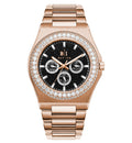 Diamond Bezel - Bay Ice Skylight Stardust Watch in Rose Gold and Black Dial