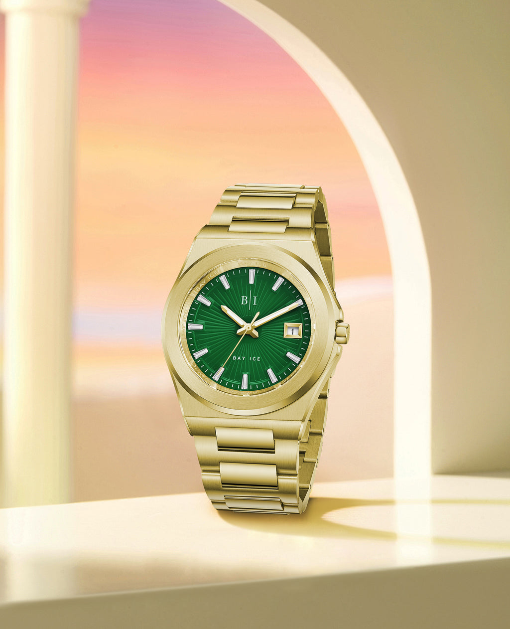 Bay Ice 36mm Fusion Watch - Gold and Green Dial
