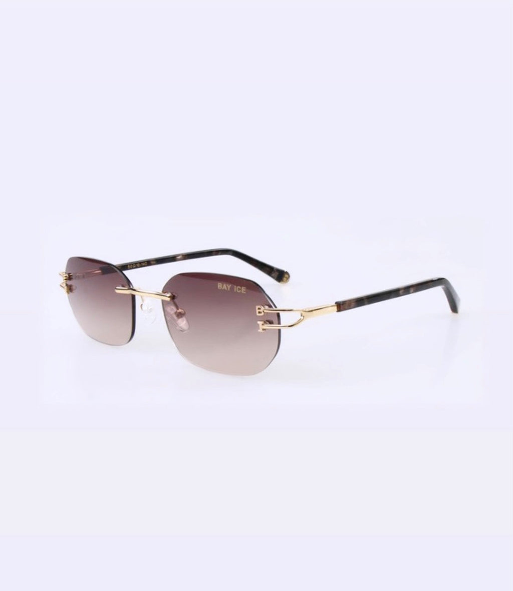 Bay Ice 18kt Rimless Original Glasses - Gold and Brown