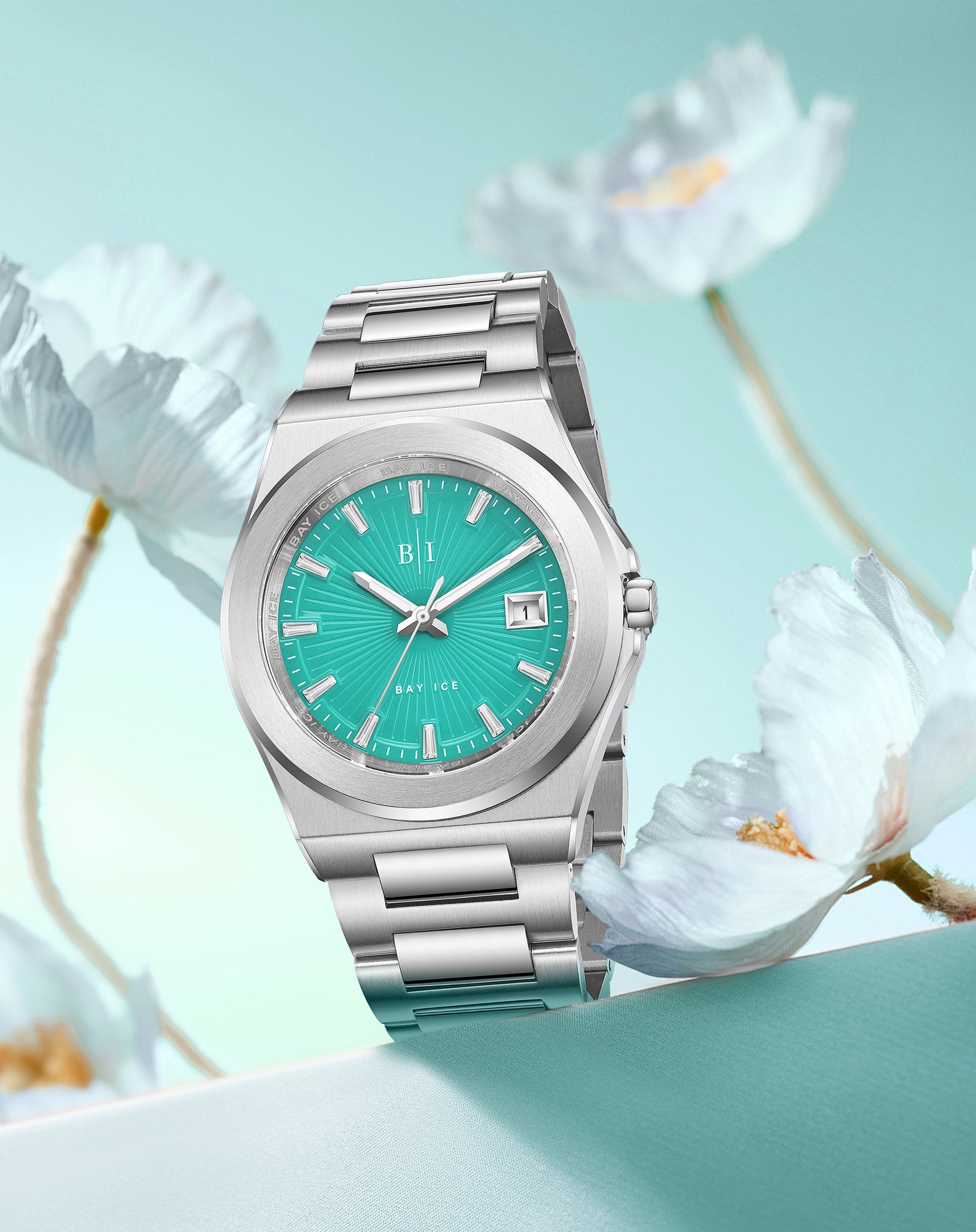 Bay Ice 36mm Fusion Watch - Silver and Turquoise Dial