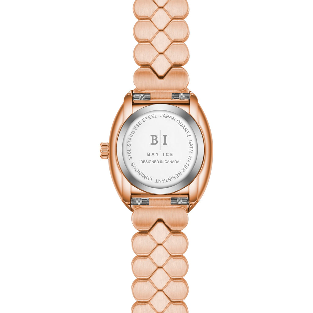 Bay Ice Halo - 26mm Diamond Bezel Mid Link Rose Gold and Chocolate Dial