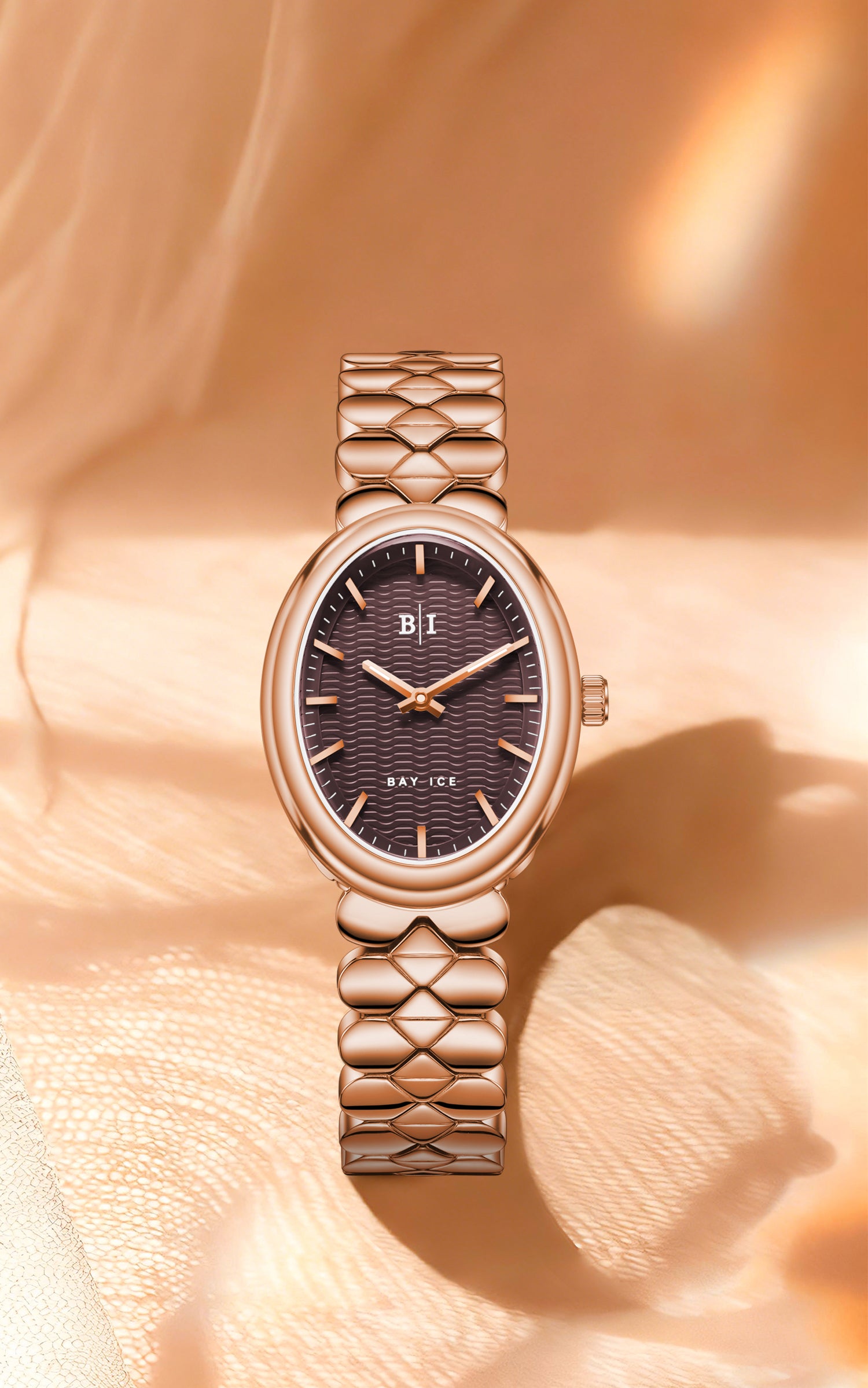 Bay Ice Halo - 26mm Watch Plain Rose Gold and Chocolate Dial