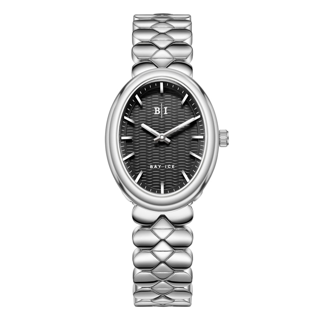Bay Ice Halo - 26mm Watch Plain Silver and Black Dial