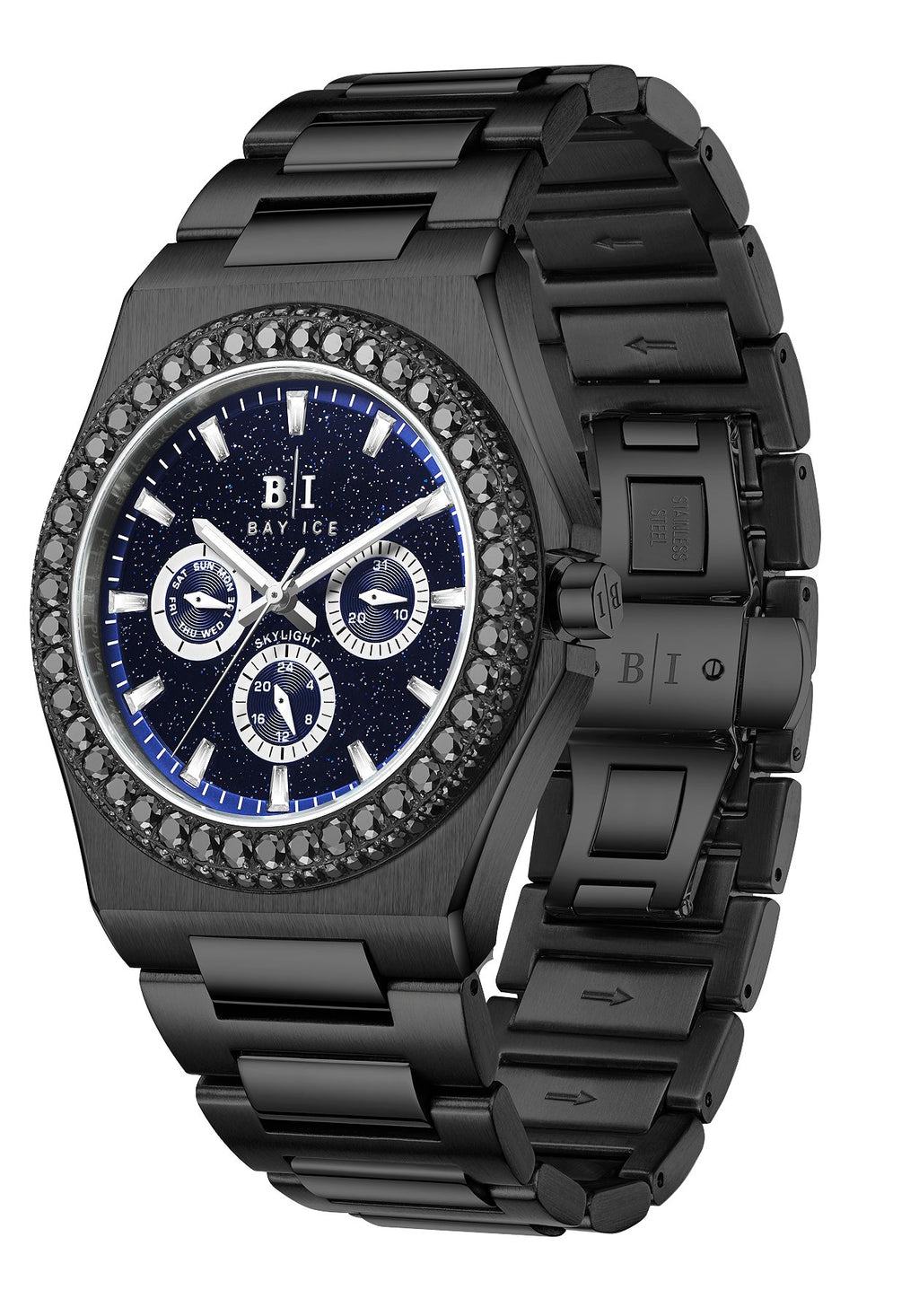 Diamond Bezel - Bay Ice Skylight Stardust Watch in All Black