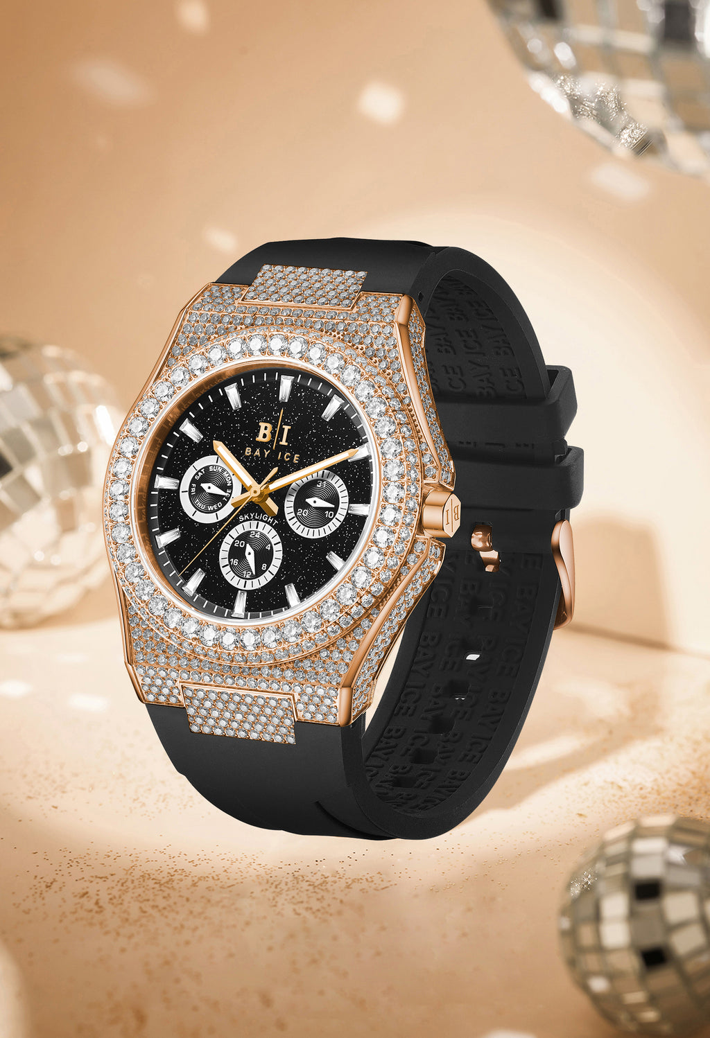 Bay Ice Skylight Stardust VVS Bezel Buss down Watch - Rose Gold