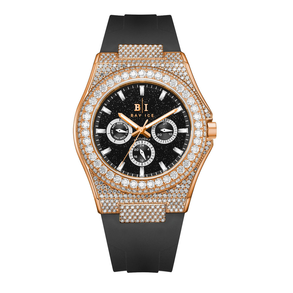 Bay Ice Skylight Stardust VVS Bezel Buss down Watch - Rose Gold