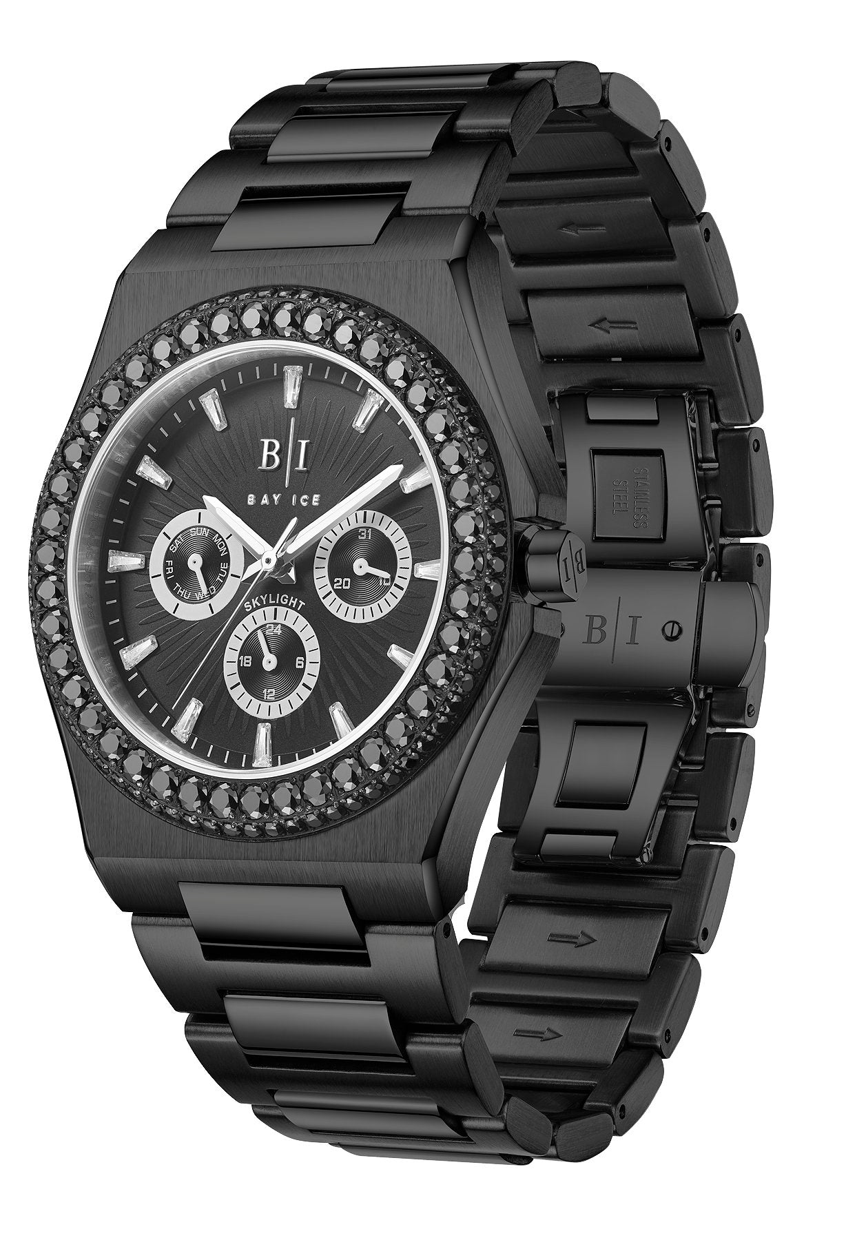 Diamond Bezel - Bay Ice Skylight Watch in All Black