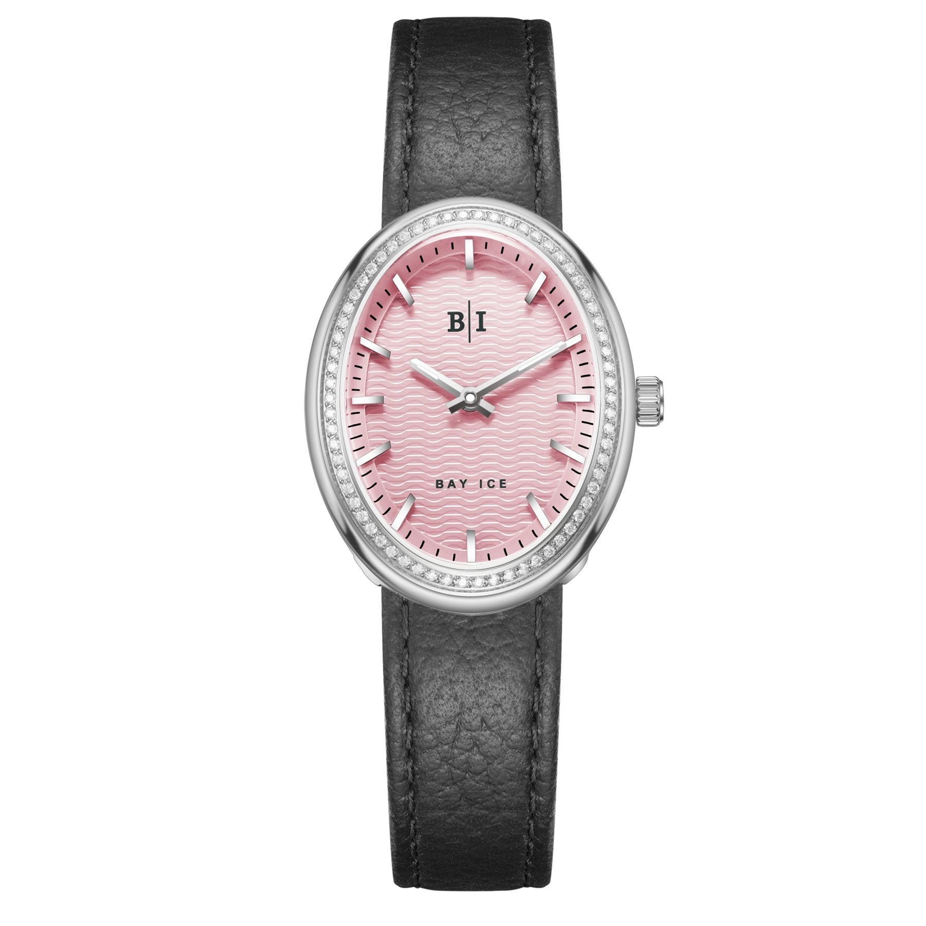 Bay Ice Halo - 26mm 0.3ct VVS Natural Diamond Bezel Silver and Pink Dial