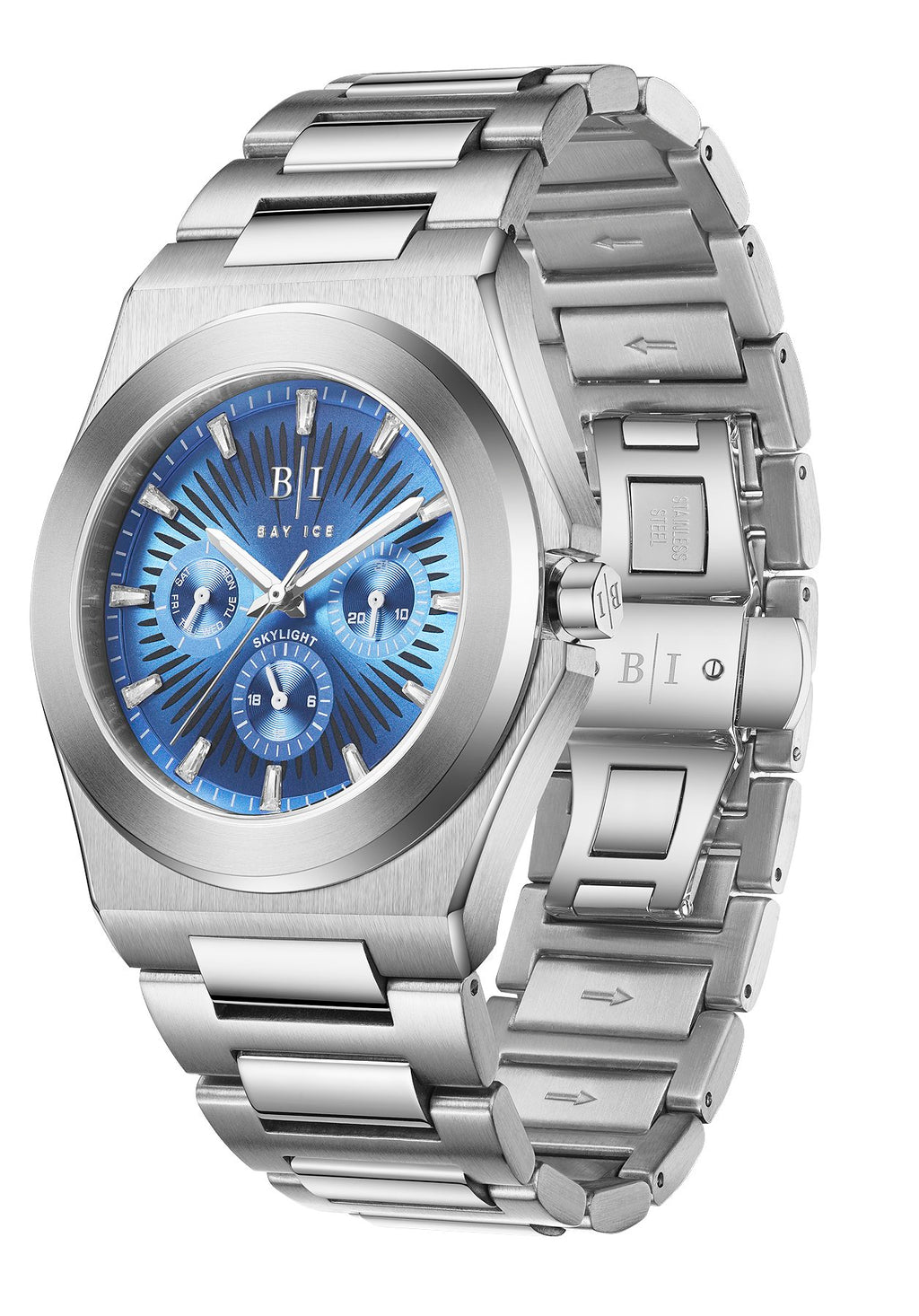 Bay Ice Skylight Watch - Silver and Blue Dial