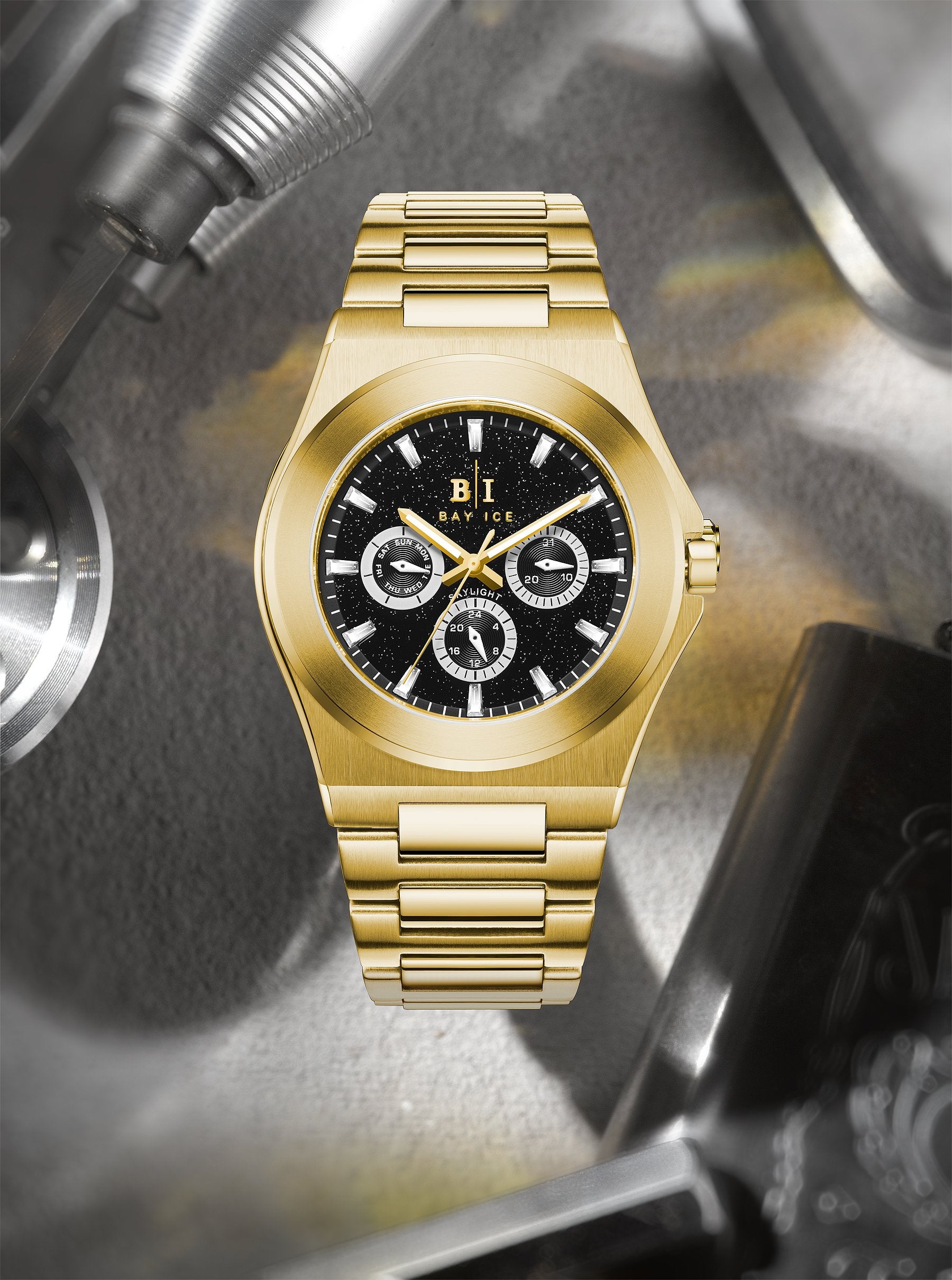 Bay Ice Skylight Stardust Watch - Gold and Black Dial
