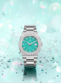 Diamond Bezel - Bay Ice 36mm Fusion Watch in Silver and Turquoise Dial