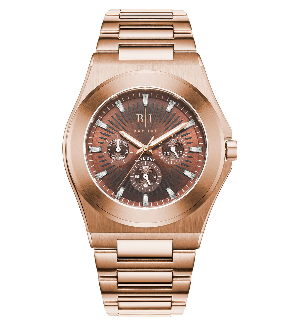 Bay Ice Skylight Watch - Rose Gold and Chocolate Dial