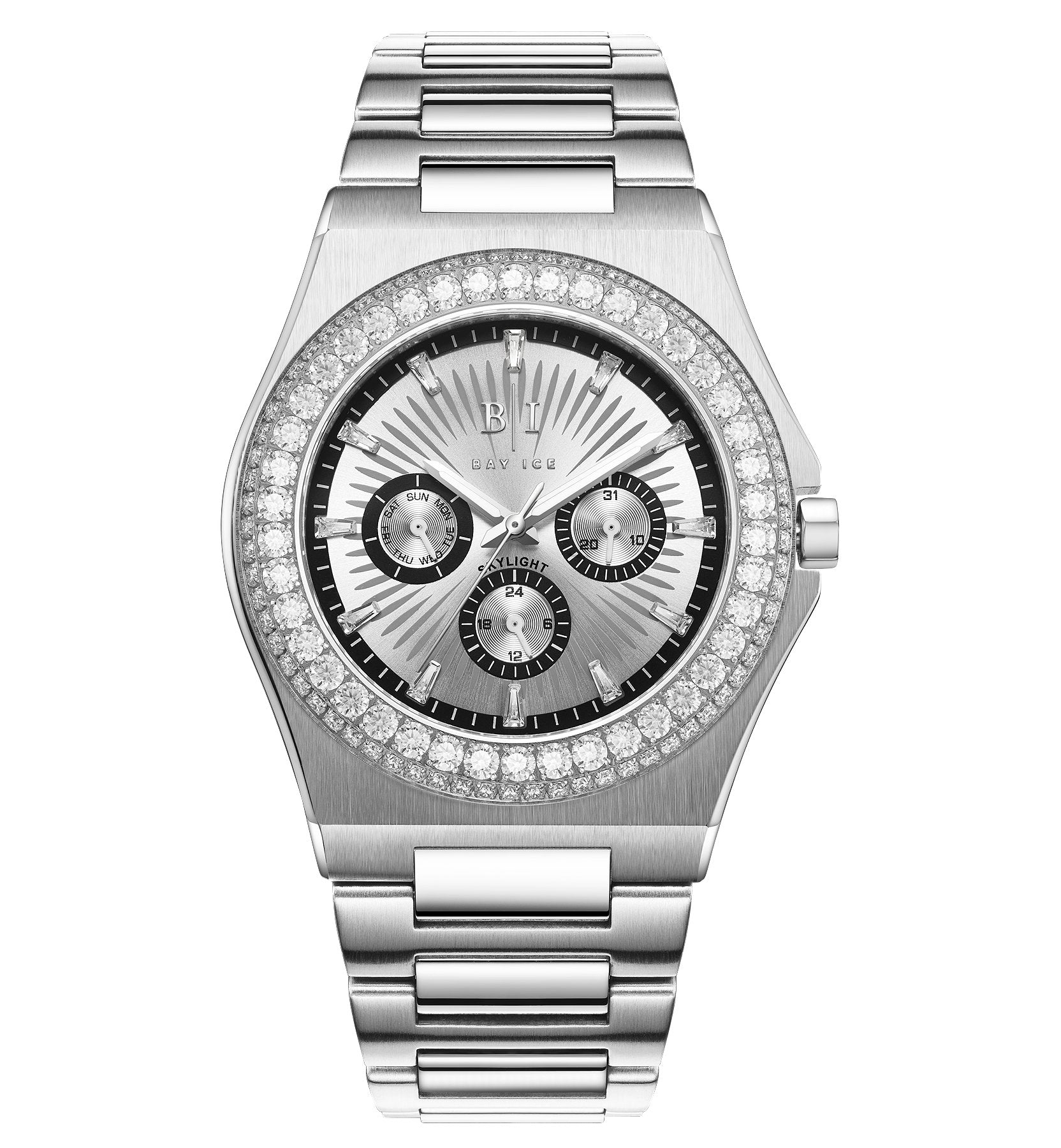Diamond Bezel - Bay Ice Skylight Watch in Silver