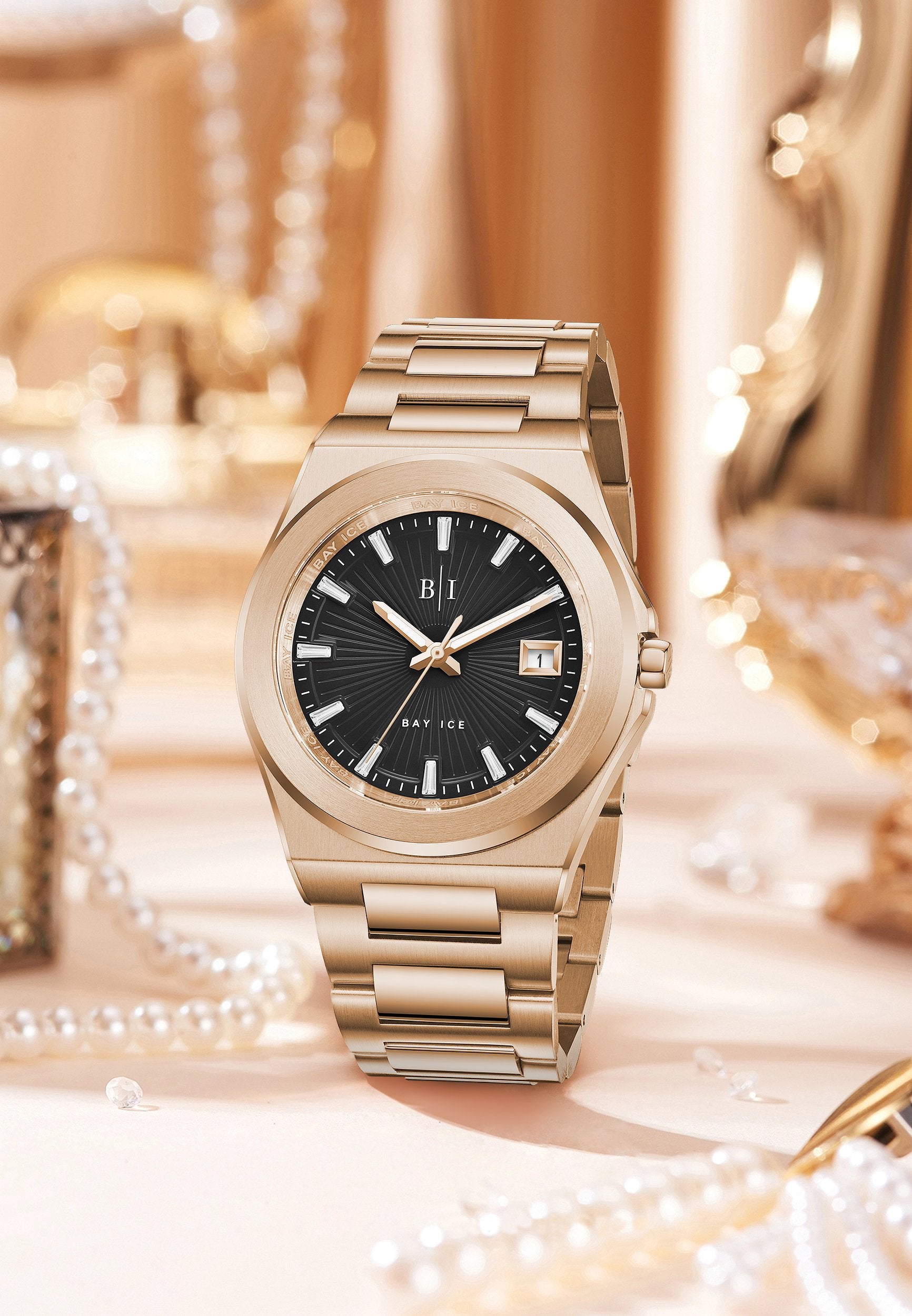Bay Ice 36mm Fusion Watch - Rose Gold and Black Dial