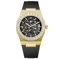 Diamond Bezel - Bay Ice 001 Automatic Skeleton Watch in Yellow Gold