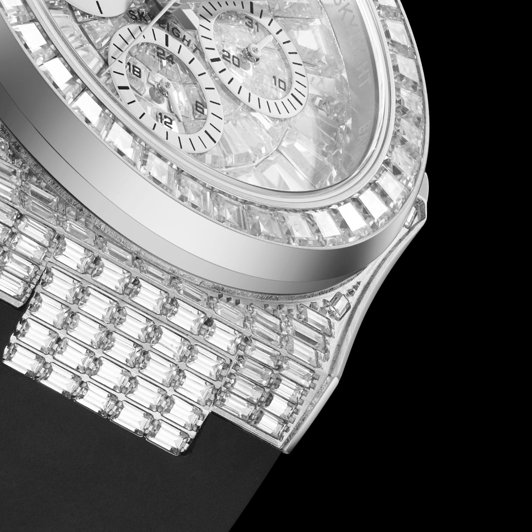 Bay Ice Skylight Full Baguette Bussdown Watch - Silver