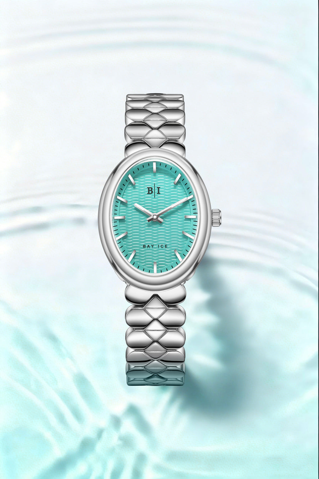 Bay Ice Halo - 26mm Watch Plain Silver and Turquoise  Blue Dial