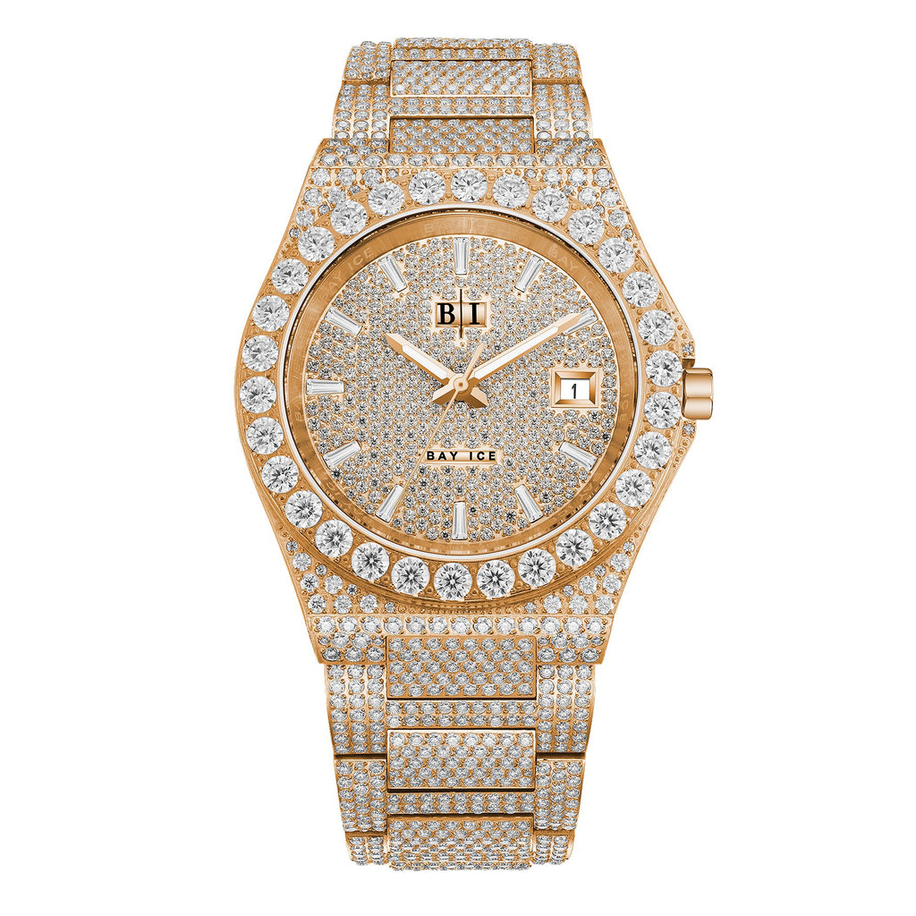 Bay Ice 36mm Fusion VVS Bezel Bussdown Watch - Rose Gold