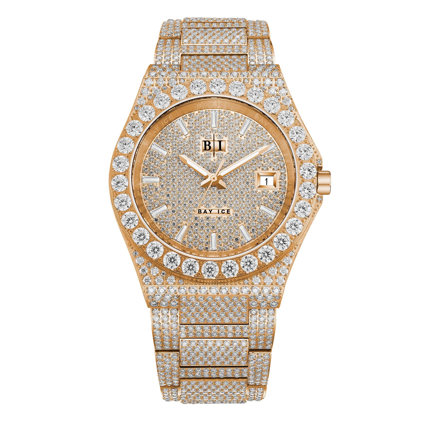 Bay Ice 36mm Fusion VVS Bezel Bussdown Watch - Rose Gold