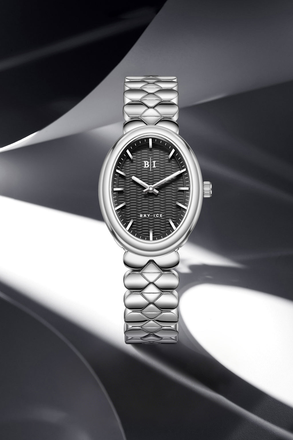 Bay Ice Halo - 26mm Watch Plain Silver and Black Dial