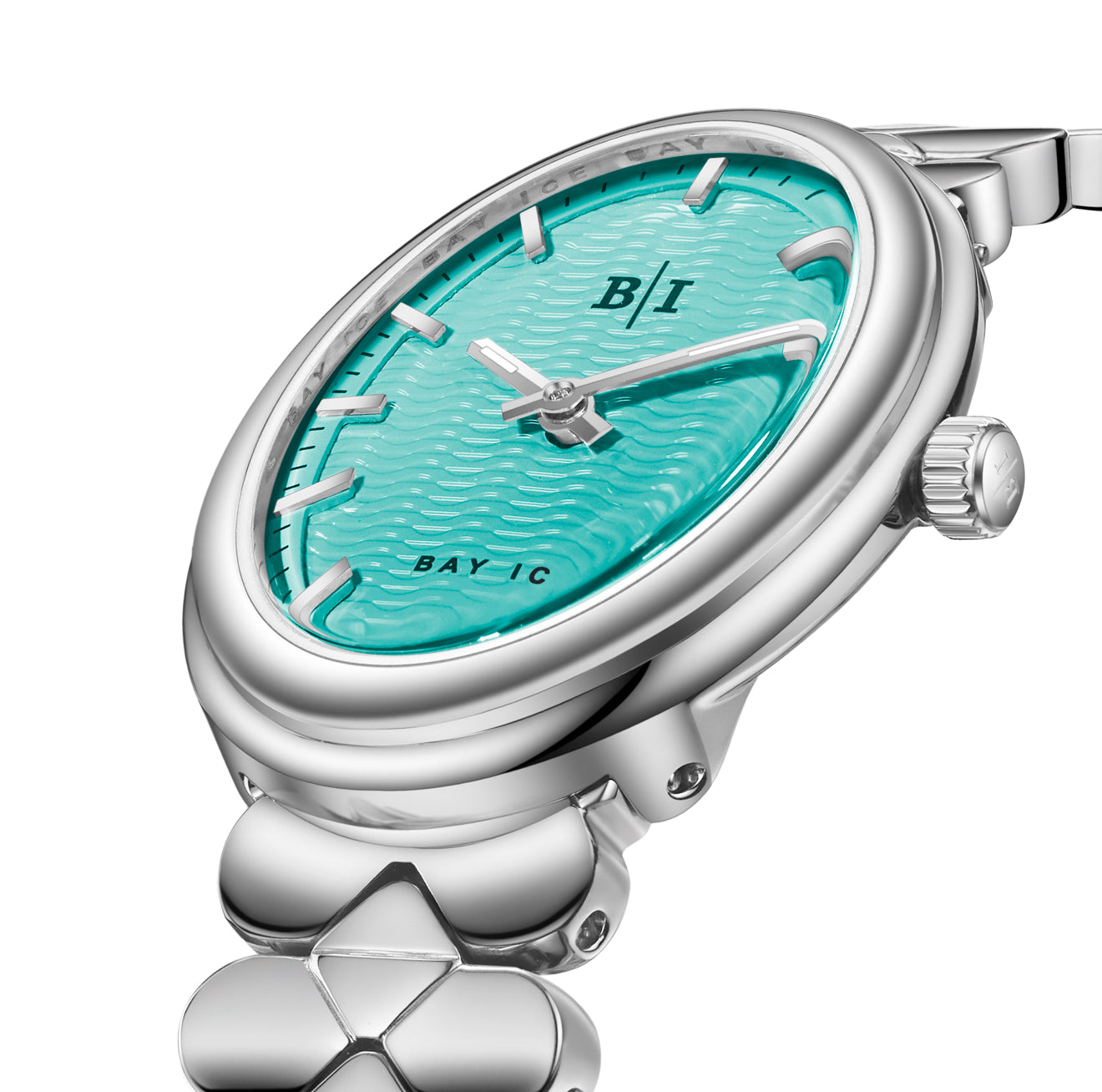 Bay Ice Halo - 26mm Watch Plain Silver and Turquoise  Blue Dial