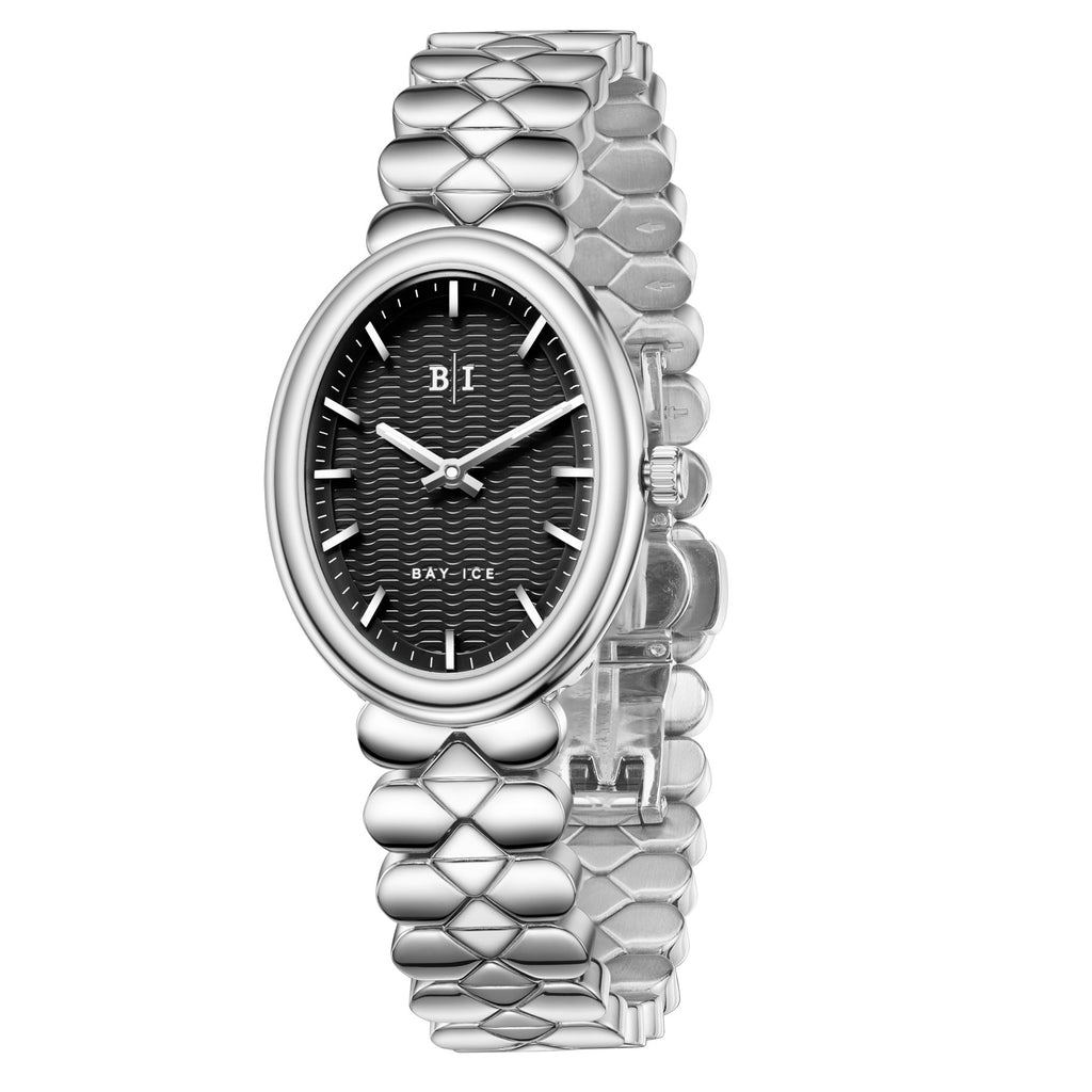 Bay Ice Halo - 26mm Watch Plain Silver and Black Dial