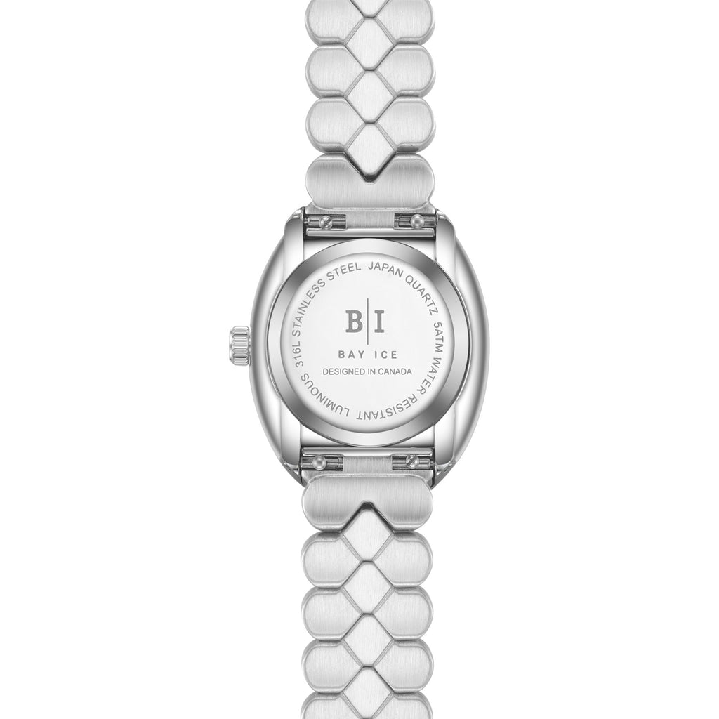 Bay Ice Halo - 26mm 0.3ct VVS Natural Diamond Bezel Silver and Pink Dial