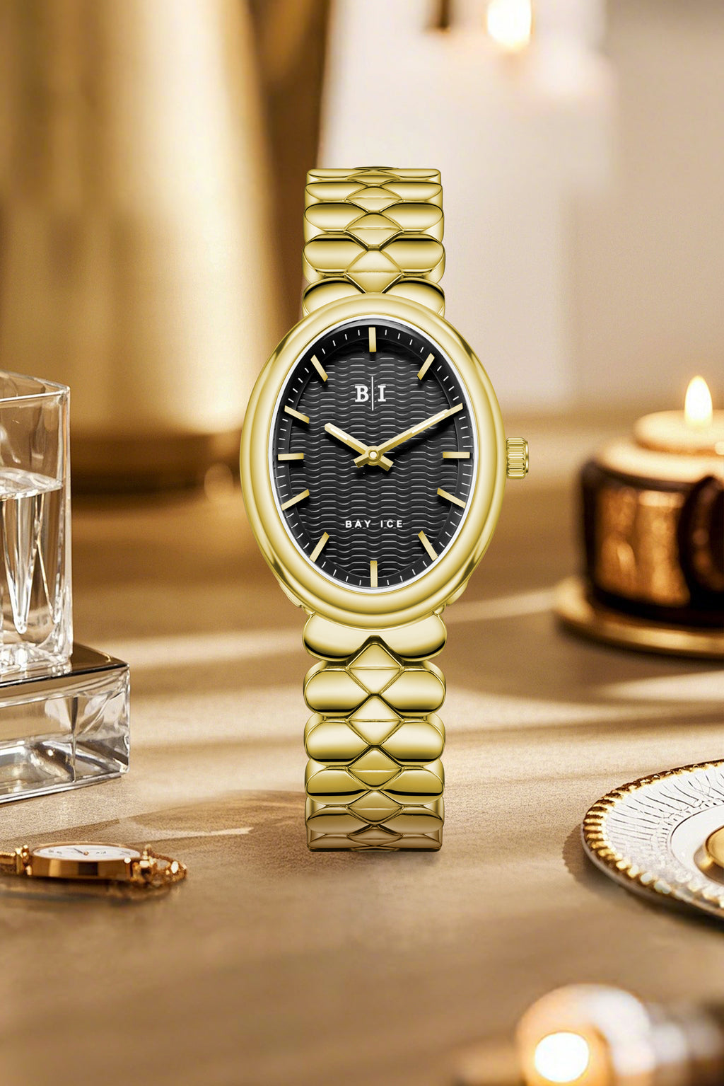 Bay Ice Halo - 26mm Gold and Black Dial Watch