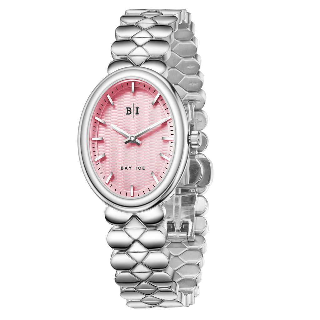 Bay Ice Halo - 26mm Watch Plain Silver and Pink Dial