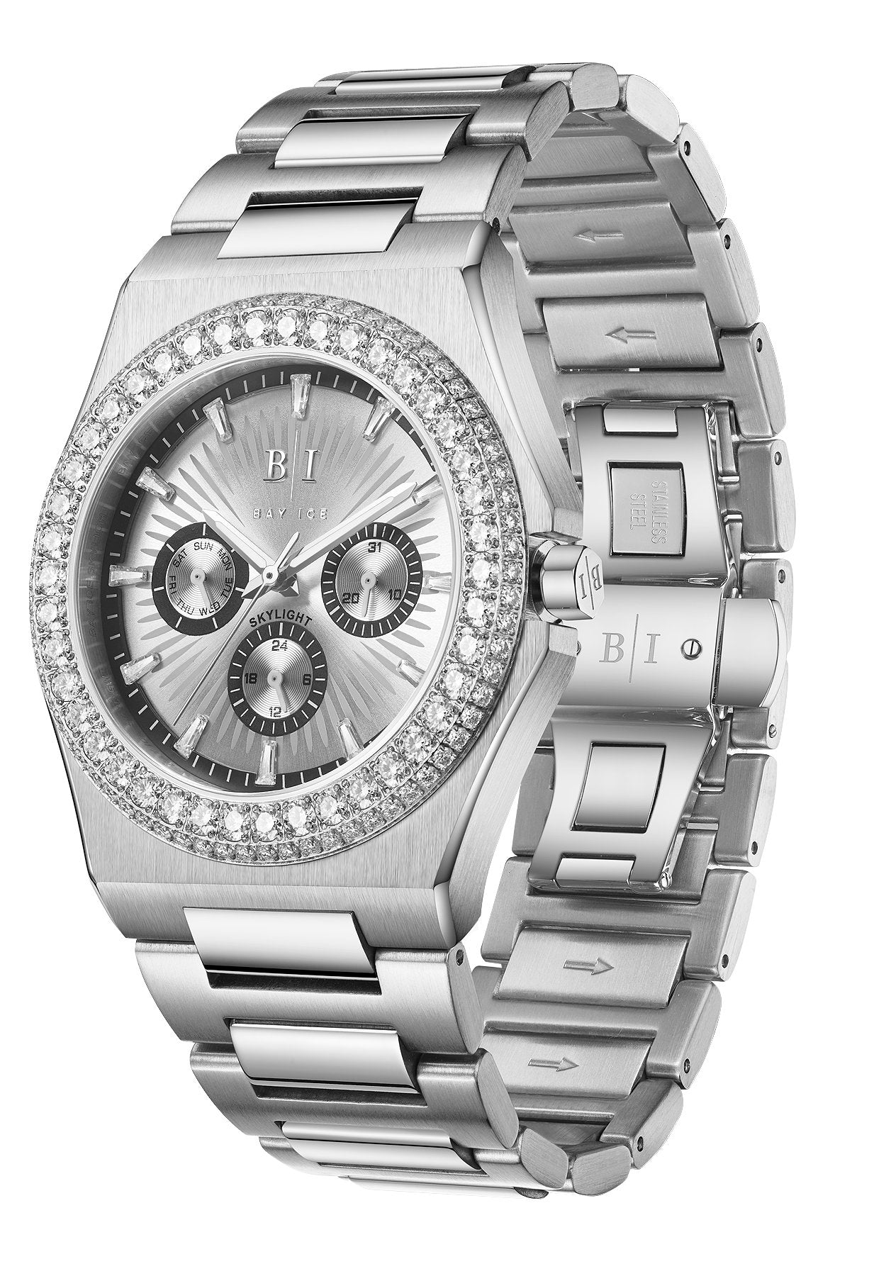 Diamond Bezel - Bay Ice Skylight Watch in Silver