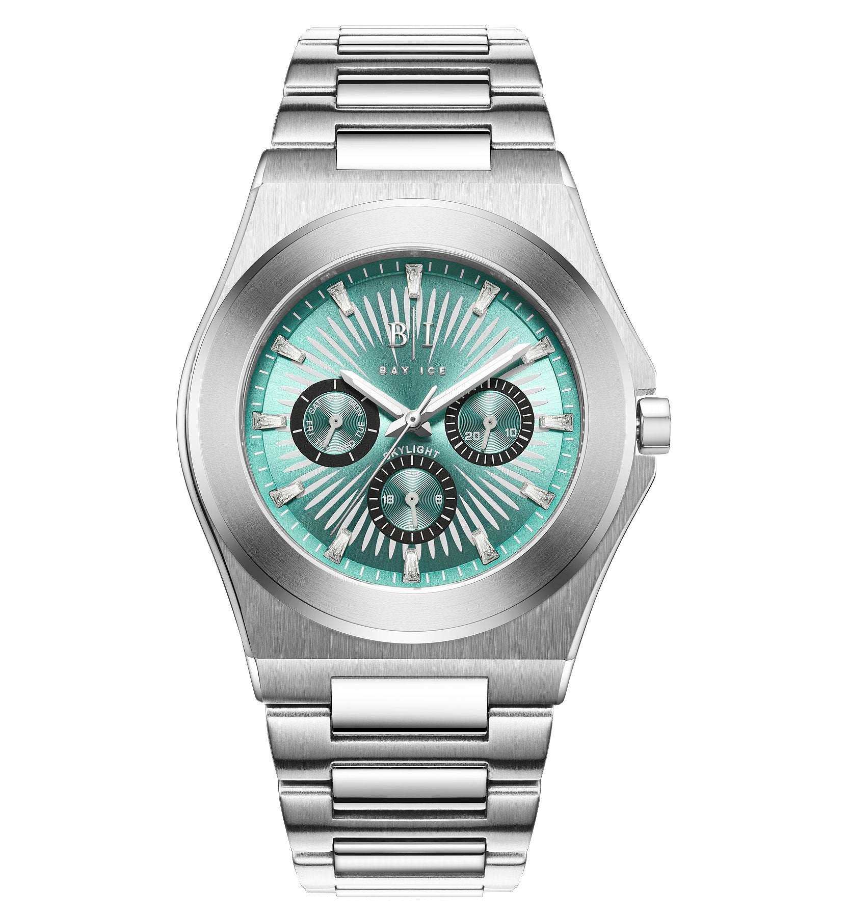 Bay Ice Skylight Watch - Silver and Turquoise Blue Dial