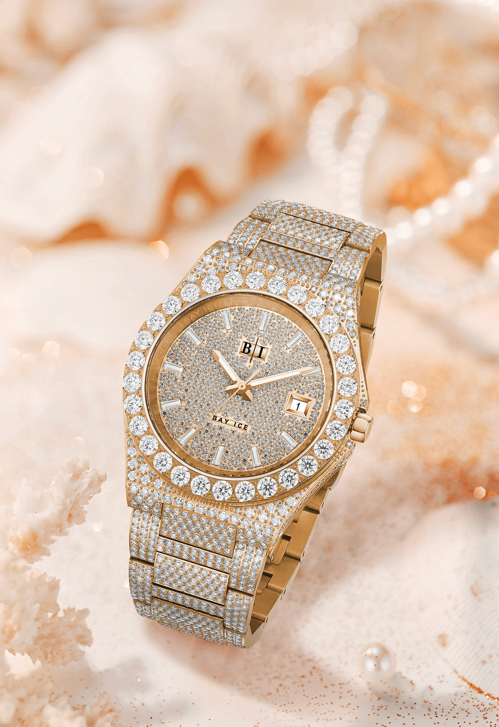 Bay Ice 36mm Fusion VVS Bezel Bussdown Watch - Rose Gold