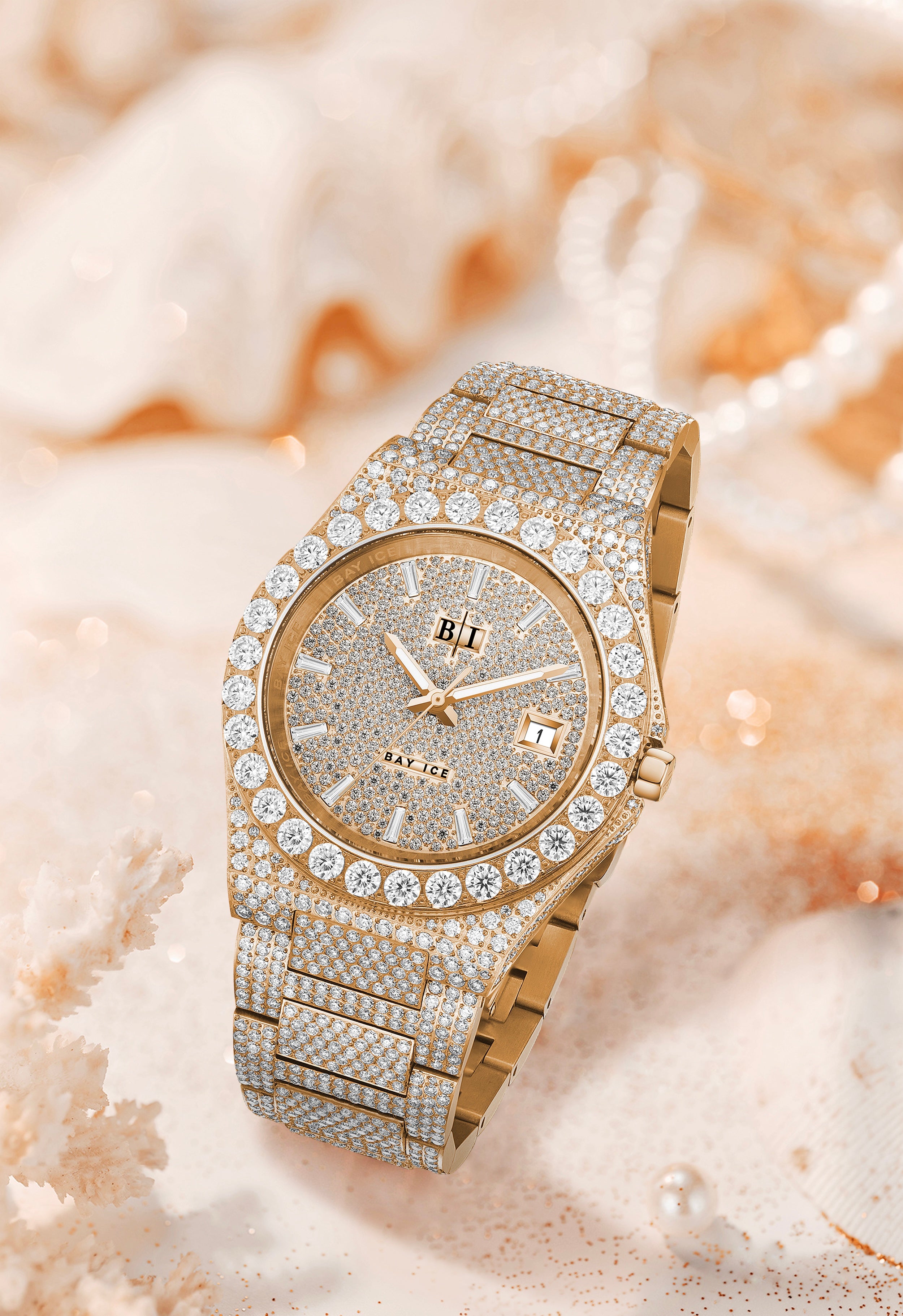 Bay Ice 36mm Fusion VVS Bezel Bussdown Watch - Rose Gold