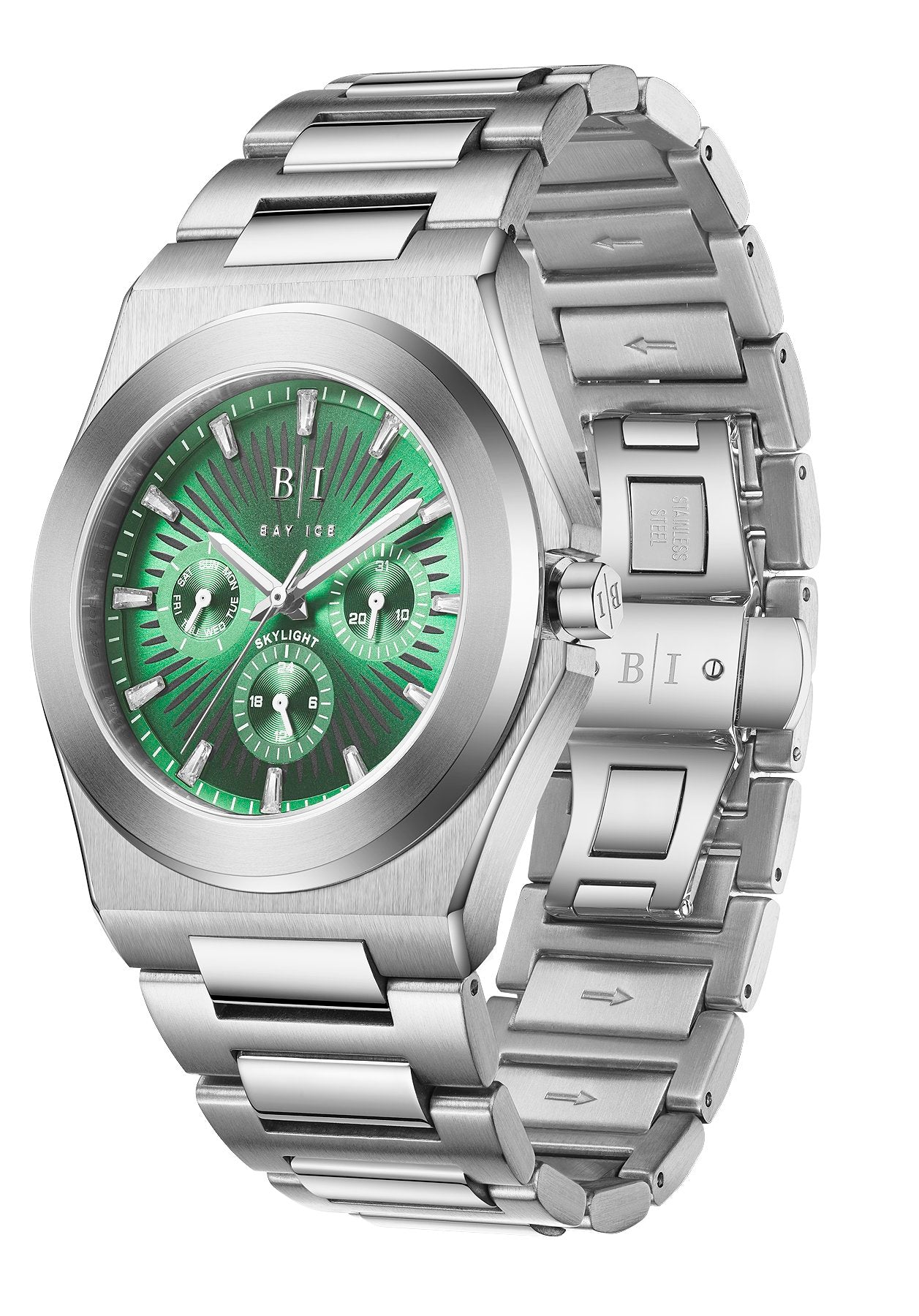 Bay Ice Skylight Watch - Silver and Green Dial