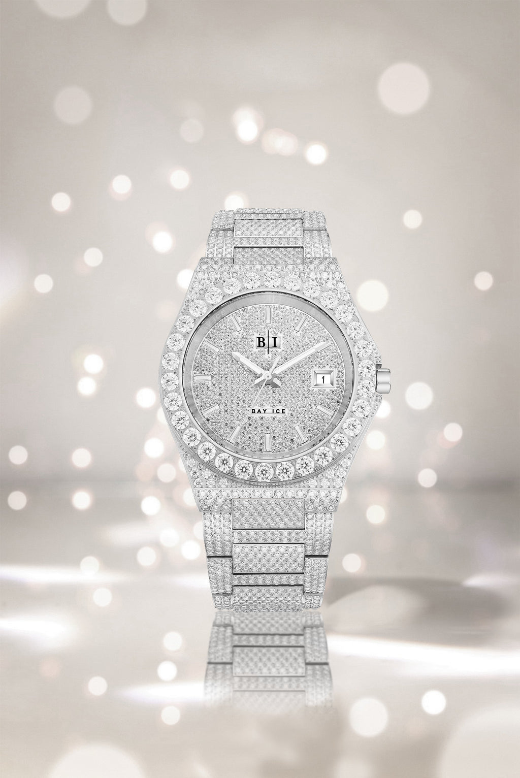 Bay Ice 36mm Fusion VVS Bezel Bussdown Watch - Silver