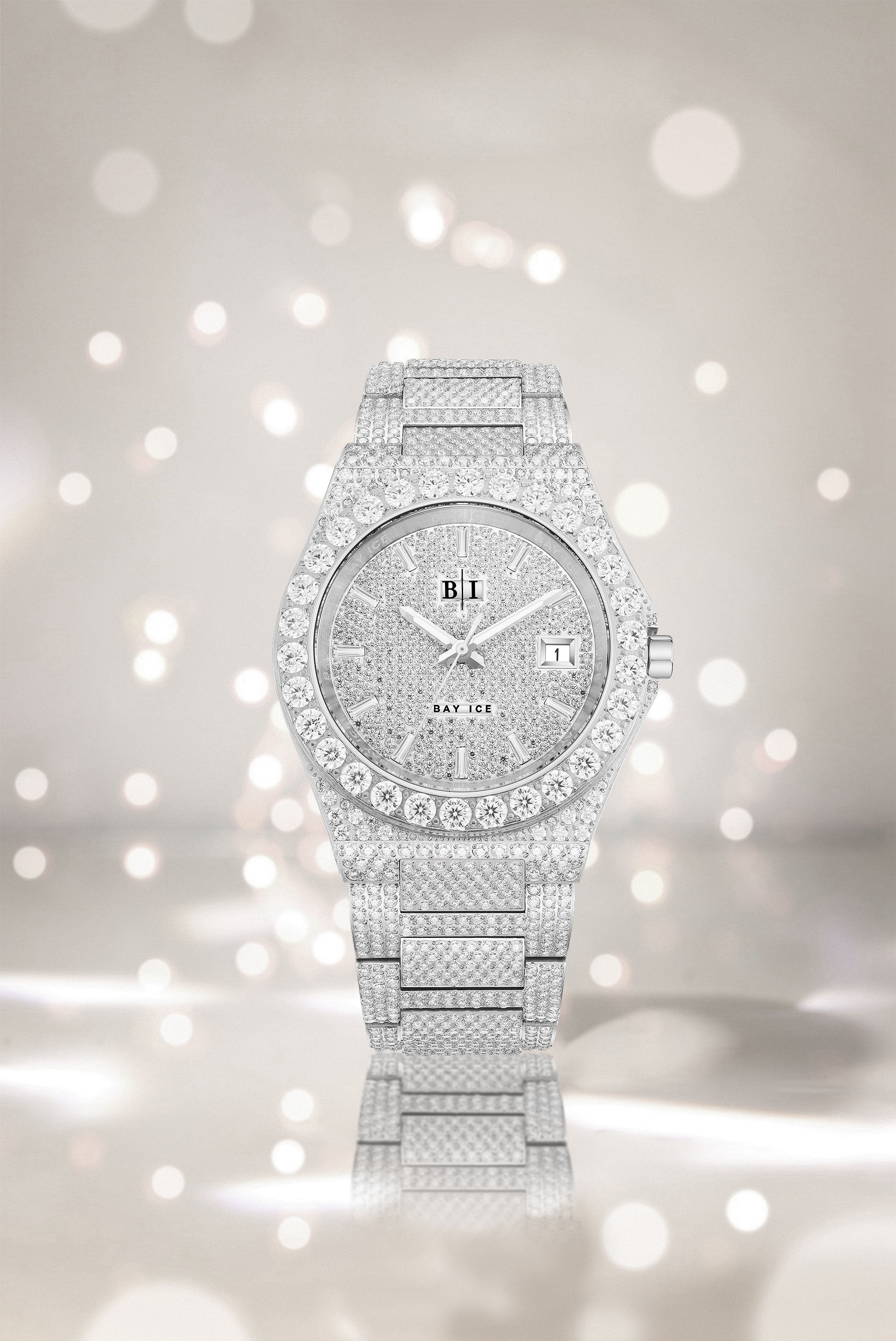 Bay Ice 36mm Fusion VVS Bezel Bussdown Watch - Silver