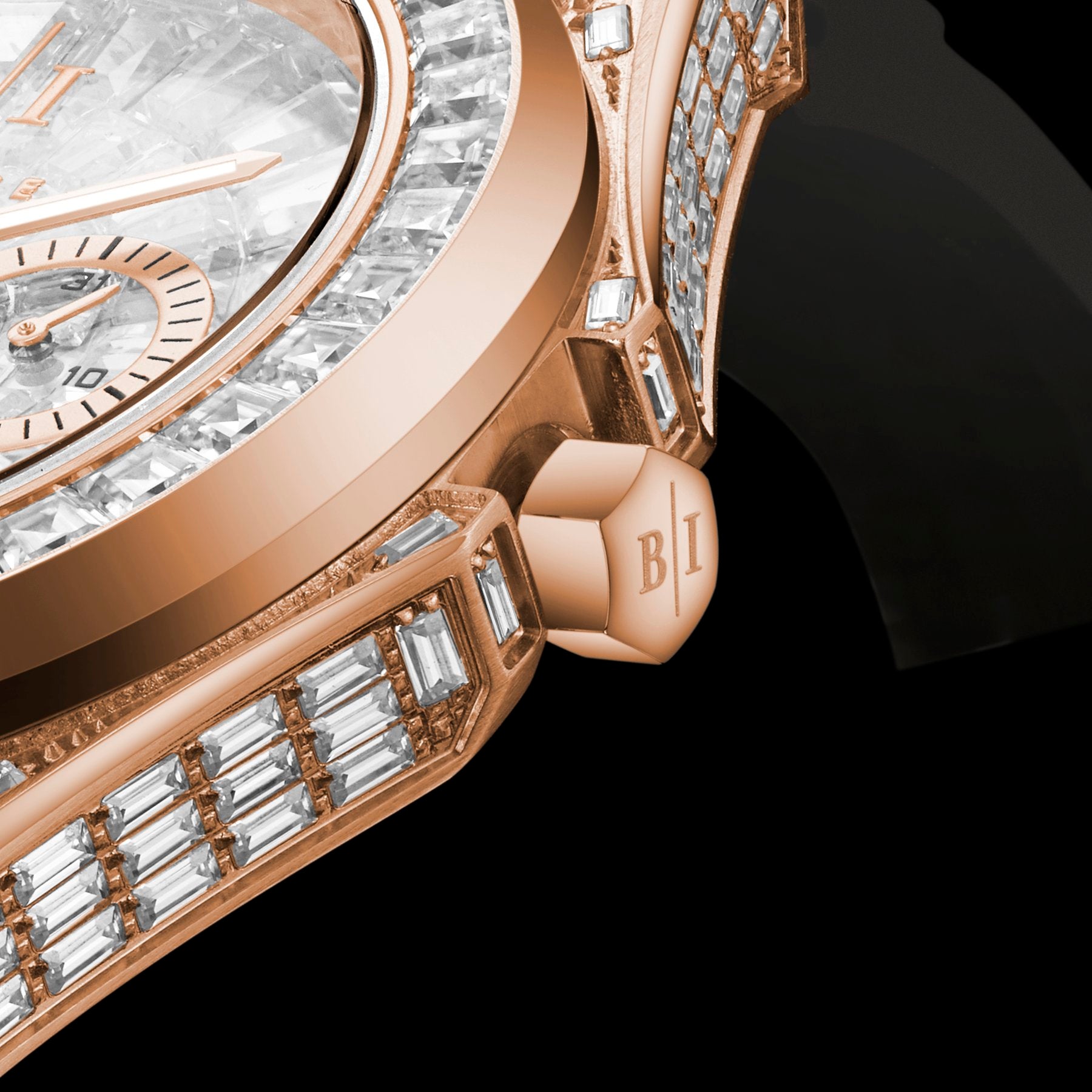 Bay Ice Skylight Full Baguette Bussdown Watch - Rose Gold