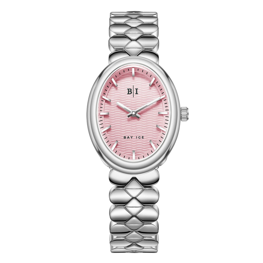 Bay Ice Halo - 26mm Watch Plain Silver and Pink Dial