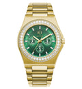 Diamond Bezel - Bay Ice Skylight Watch in Gold and Green Dial