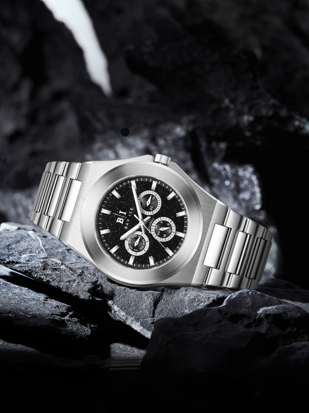 Bay Ice Skylight Stardust Watch - Silver and Black Dial