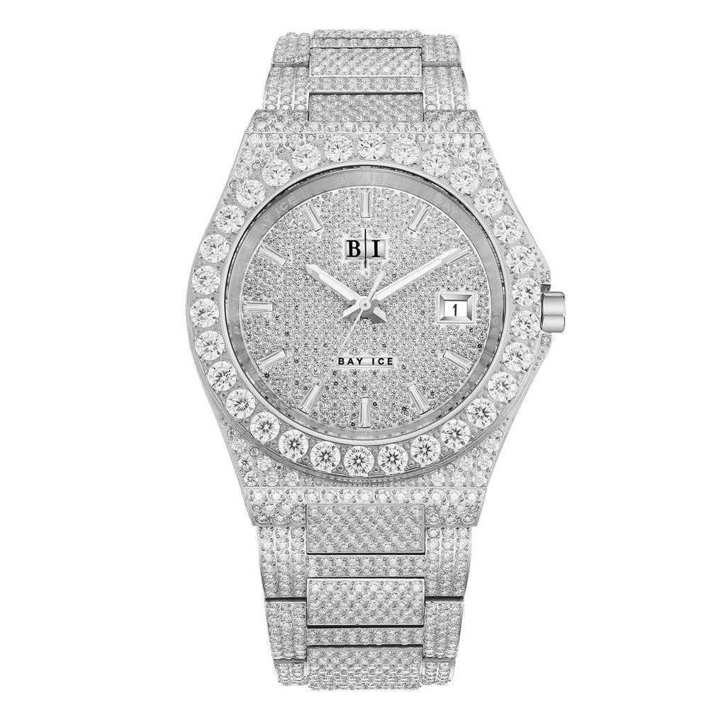 Bay Ice 36mm Fusion VVS Bezel Bussdown Watch - Silver