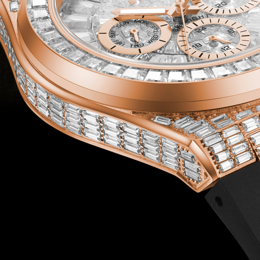 Bay Ice Skylight Full Baguette Bussdown Watch - Rose Gold