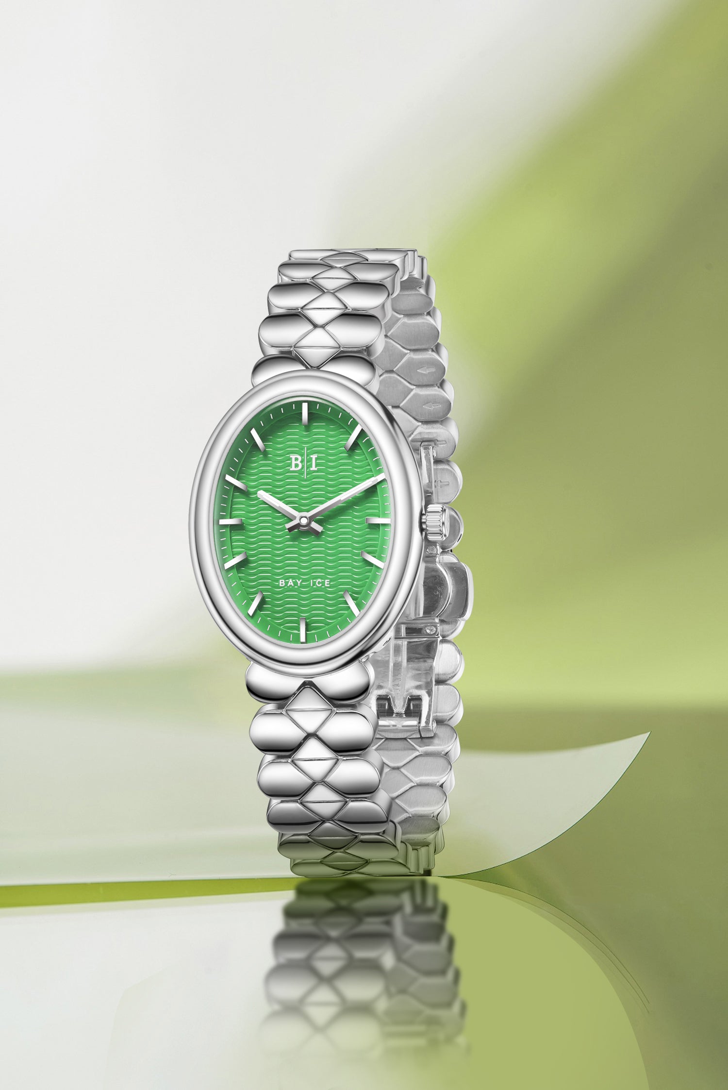 Bay Ice Halo - 26mm Watch Plain Silver And Green Dial
