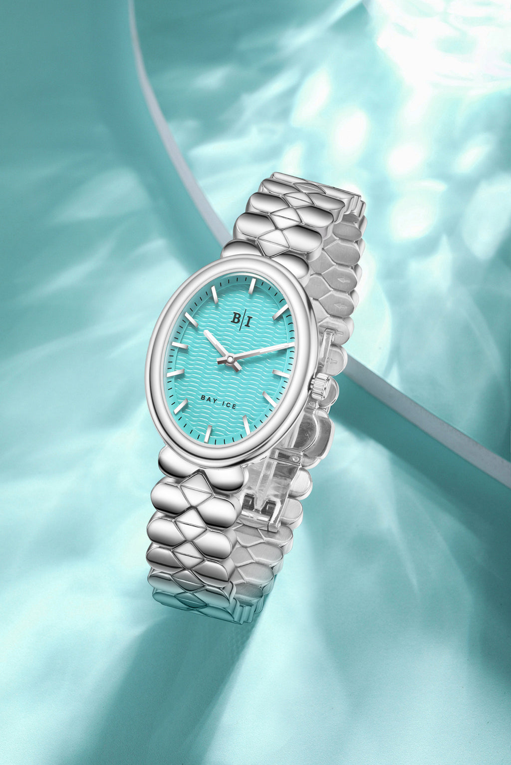 Bay Ice Halo - 26mm Watch Plain Silver and Turquoise  Blue Dial