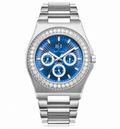 Diamond Bezel - Bay Ice Skylight Watch in Silver and Blue Dial