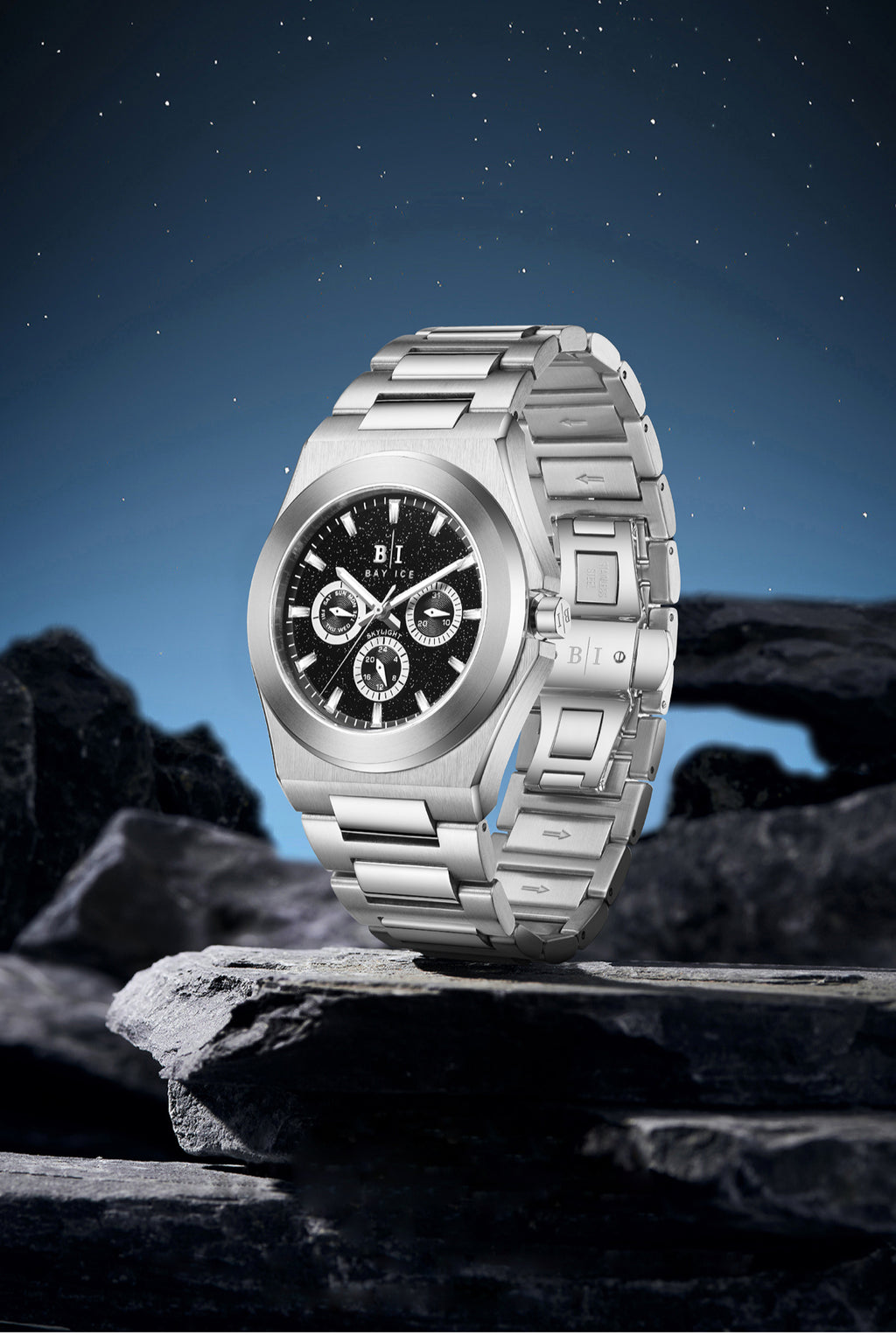 Bay Ice Skylight Stardust Watch - Silver and Black Dial