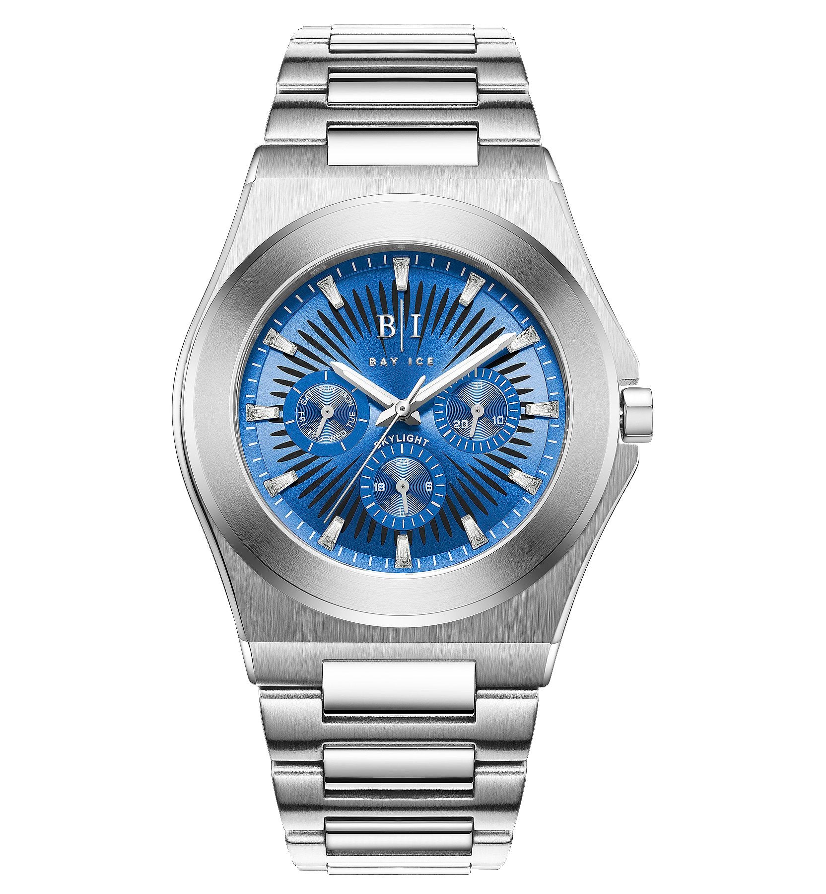 Bay Ice Skylight Watch - Silver and Blue Dial