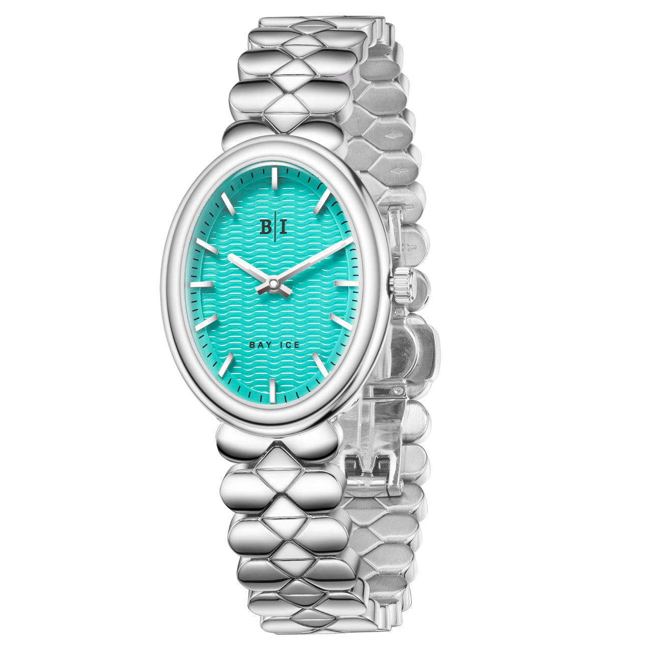 Bay Ice Halo - 26mm Watch Plain Silver and Turquoise  Blue Dial