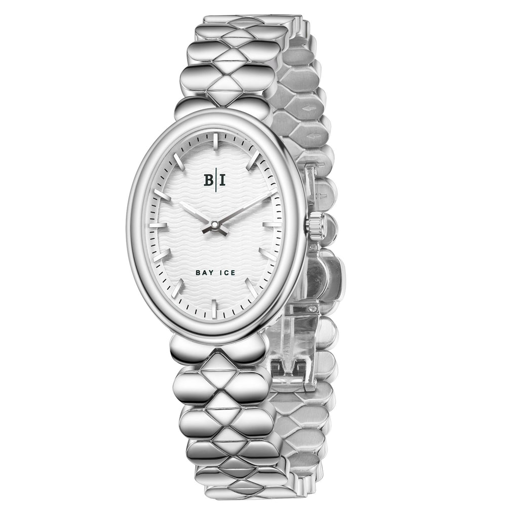 Bay Ice Halo - 26mm Watch Plain Silver and White Dial
